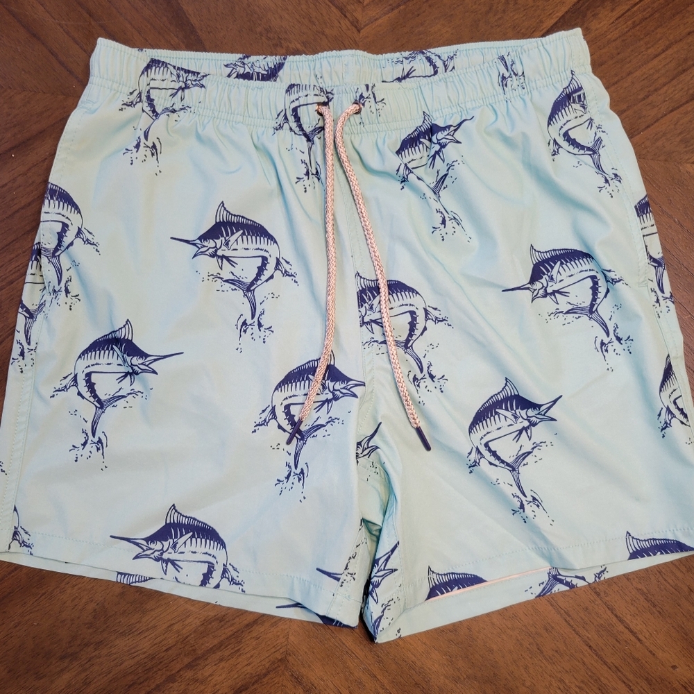 Rainforest Men's Marlin Print Swim Trunks, M
